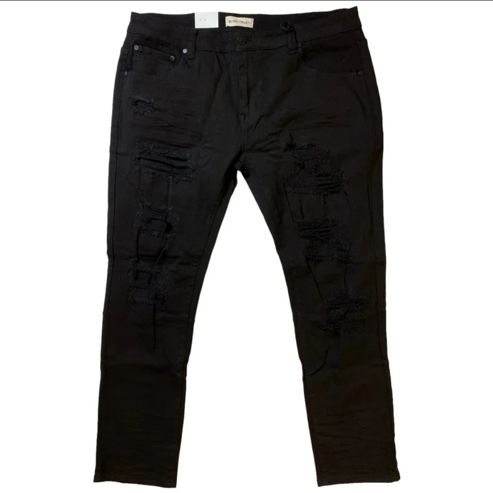 Blind Trust Rip And Repair Jeans Men's Black Hip Hop Urban 38 34 Dead Stock